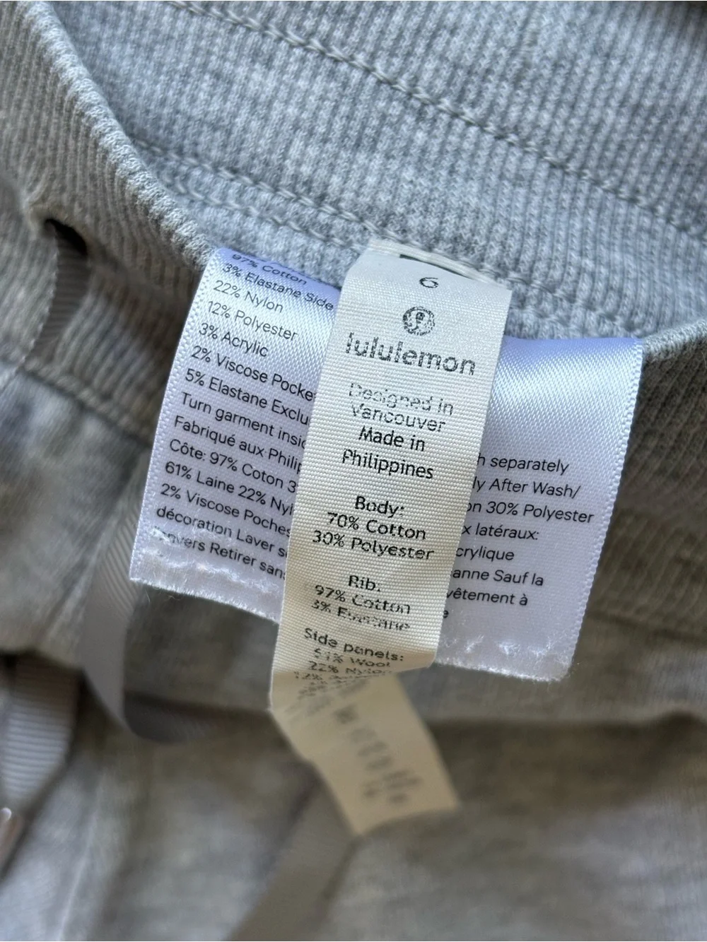 lululemon athletica Gray Sherpa-Trim Track Pants